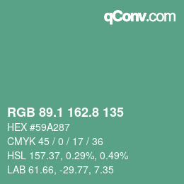 Farbcode: RGB 89.1 162.8 135 | qconv.com