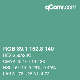 Color code: RGB 89.1 162.8 140 | qconv.com