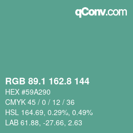 Color code: RGB 89.1 162.8 144 | qconv.com