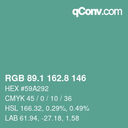 カラーコード: RGB 89.1 162.8 146 | qconv.com