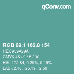 Color code: RGB 89.1 162.8 154 | qconv.com