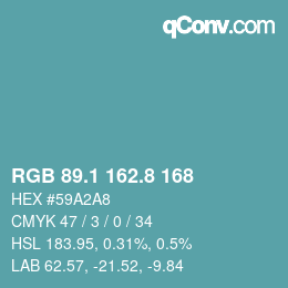 Color code: RGB 89.1 162.8 168 | qconv.com