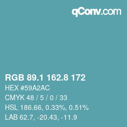 Color code: RGB 89.1 162.8 172 | qconv.com