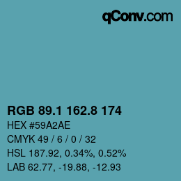 Color code: RGB 89.1 162.8 174 | qconv.com
