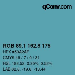 カラーコード: RGB 89.1 162.8 175 | qconv.com