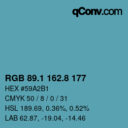 Color code: RGB 89.1 162.8 177 | qconv.com