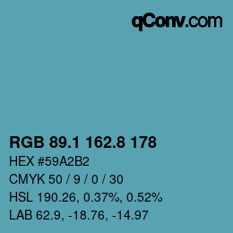 Color code: RGB 89.1 162.8 178 | qconv.com