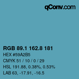 カラーコード: RGB 89.1 162.8 181 | qconv.com