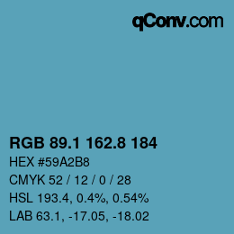 カラーコード: RGB 89.1 162.8 184 | qconv.com