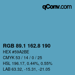 カラーコード: RGB 89.1 162.8 190 | qconv.com