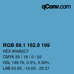 カラーコード: RGB 89.1 162.8 199 | qconv.com