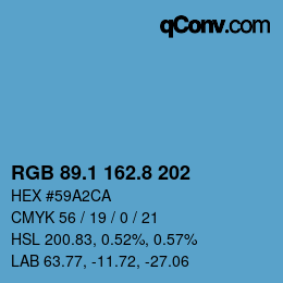カラーコード: RGB 89.1 162.8 202 | qconv.com