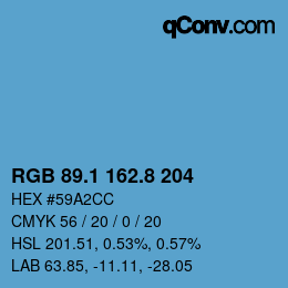 カラーコード: RGB 89.1 162.8 204 | qconv.com