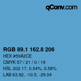 Color code: RGB 89.1 162.8 206 | qconv.com