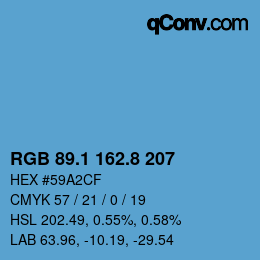 カラーコード: RGB 89.1 162.8 207 | qconv.com