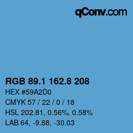 カラーコード: RGB 89.1 162.8 208 | qconv.com