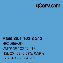 カラーコード: RGB 89.1 162.8 212 | qconv.com