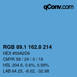 カラーコード: RGB 89.1 162.8 214 | qconv.com