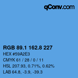Color code: RGB 89.1 162.8 227 | qconv.com