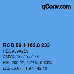 カラーコード: RGB 89.1 162.8 233 | qconv.com