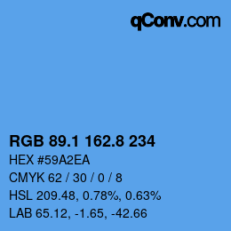 カラーコード: RGB 89.1 162.8 234 | qconv.com