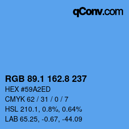 カラーコード: RGB 89.1 162.8 237 | qconv.com