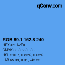 カラーコード: RGB 89.1 162.8 240 | qconv.com