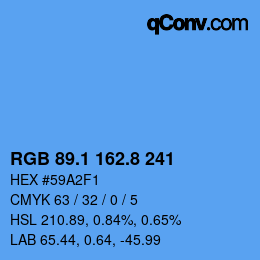 Farbcode: RGB 89.1 162.8 241 | qconv.com