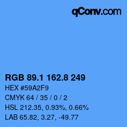 Color code: RGB 89.1 162.8 249 | qconv.com