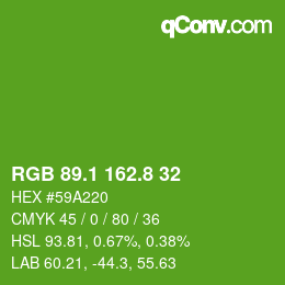カラーコード: RGB 89.1 162.8 32 | qconv.com