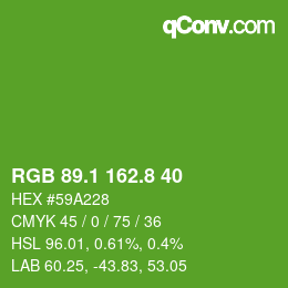 カラーコード: RGB 89.1 162.8 40 | qconv.com
