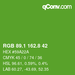 カラーコード: RGB 89.1 162.8 42 | qconv.com