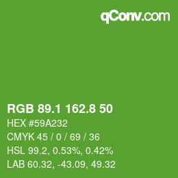 カラーコード: RGB 89.1 162.8 50 | qconv.com