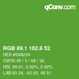 カラーコード: RGB 89.1 162.8 52 | qconv.com