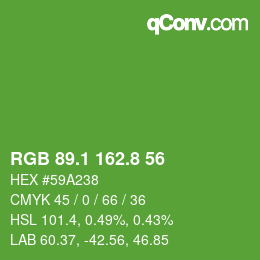 カラーコード: RGB 89.1 162.8 56 | qconv.com
