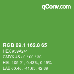 カラーコード: RGB 89.1 162.8 65 | qconv.com