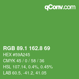 カラーコード: RGB 89.1 162.8 69 | qconv.com