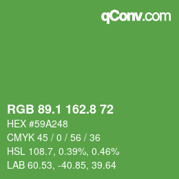 カラーコード: RGB 89.1 162.8 72 | qconv.com