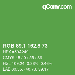 カラーコード: RGB 89.1 162.8 73 | qconv.com