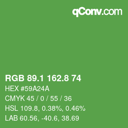 カラーコード: RGB 89.1 162.8 74 | qconv.com