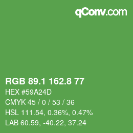 カラーコード: RGB 89.1 162.8 77 | qconv.com