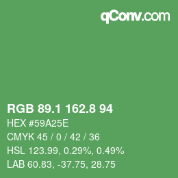 カラーコード: RGB 89.1 162.8 94 | qconv.com