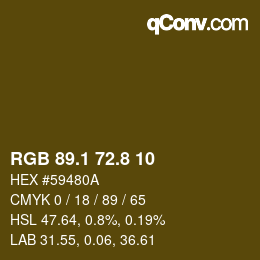 Código de color: RGB 89.1 72.8 10 | qconv.com