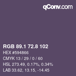 Color code: RGB 89.1 72.8 102 | qconv.com