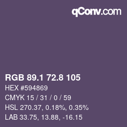 Color code: RGB 89.1 72.8 105 | qconv.com