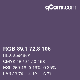 Color code: RGB 89.1 72.8 106 | qconv.com