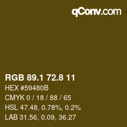 Color code: RGB 89.1 72.8 11 | qconv.com