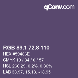 Color code: RGB 89.1 72.8 110 | qconv.com