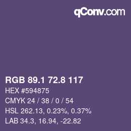Color code: RGB 89.1 72.8 117 | qconv.com
