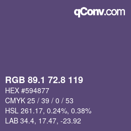 Color code: RGB 89.1 72.8 119 | qconv.com